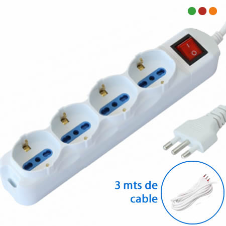 Alargue | Zapatilla - 4 x Shuko y 3enL / Cable 3 mts ARMELI
