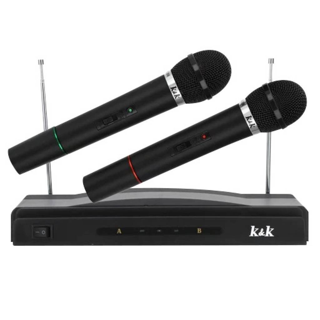 KIT DE 2 MICROFONOS INALÁMBRICOS CON RECEPTOR COD AT-306 LEDSTAR