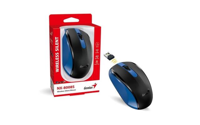 Mouse Genius NX-8008S inalámbrico silencioso azul Nuevo. Modelo: NX-8008S.AZUL