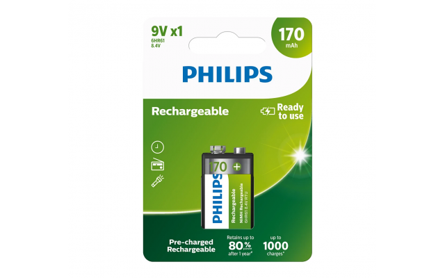 Bateria recargable Philips 9V 170mAh Nuevo. Hasta 1000 recargas.
